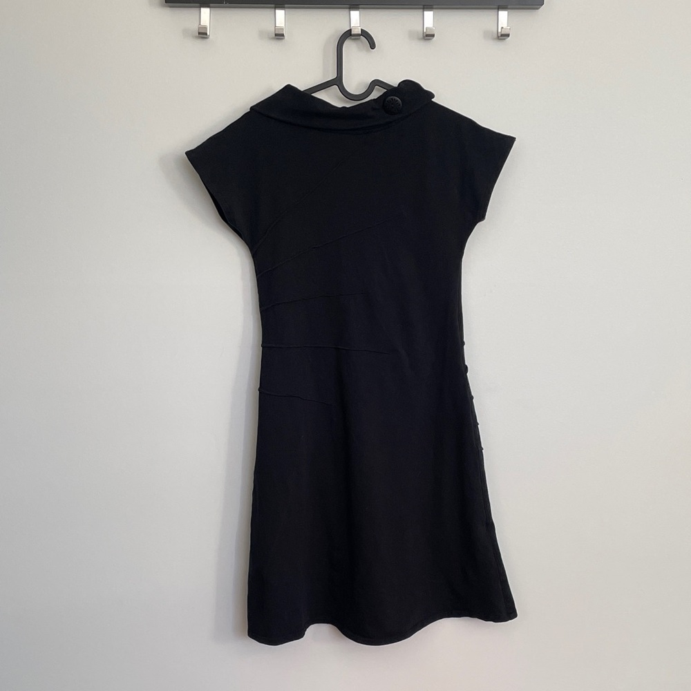 Sabrina Butterfly Little Black Dress, button and stitching detail, XS